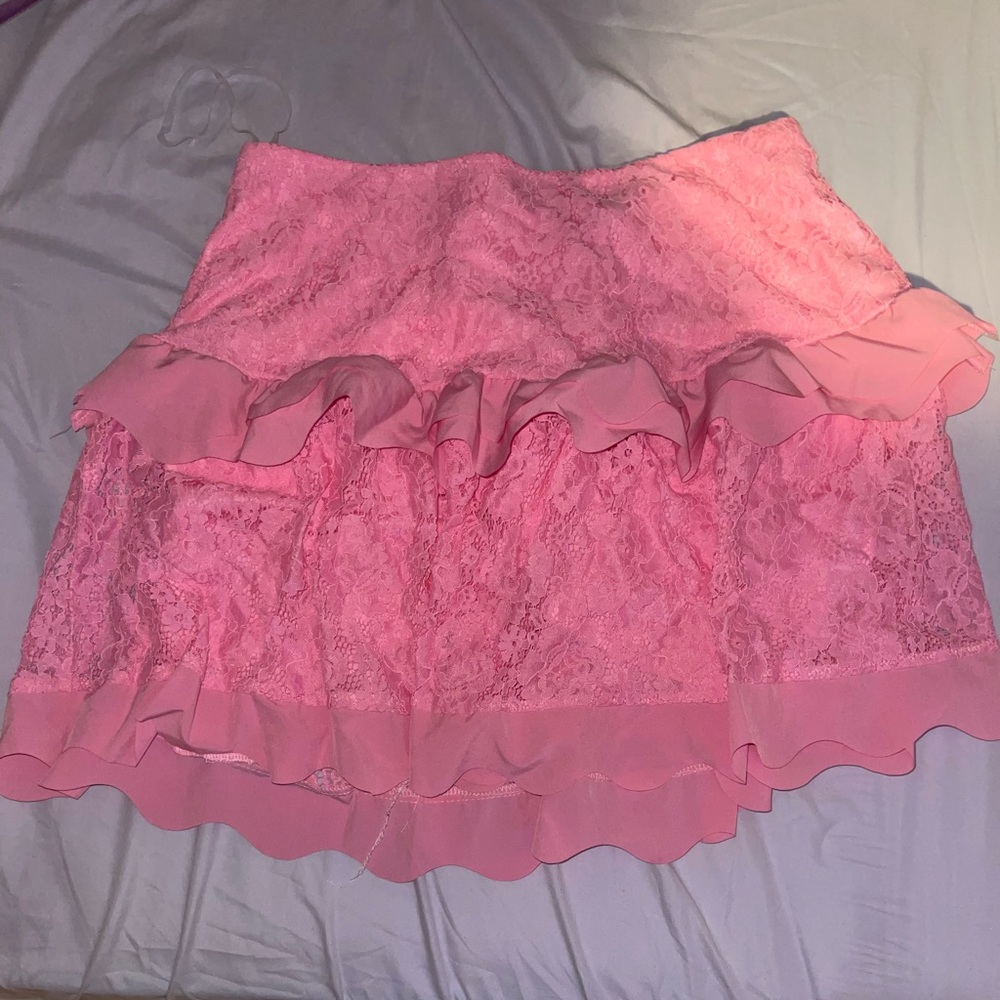 Boohoo Pink Ruffled Skirt